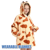 Unisex Soft Multi Print - Beige/Brown - Child / Cow / Wearable Blanket Hoodie - Adult Free Size - Plush - image 11