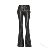 Women's Elegant Chic Faux Leather Pants - Black - 5XL - PU Leather - image 4