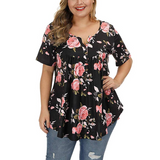 Women's Plus Floral Print Loose Fit Shirts - White/Pink - Plus Size Floral Shirt - 5XL - Polyester - image 7