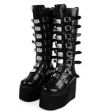 Funki Buys | Boots | Women's High Platform Wedg... - Black - 1 / Matte / Platform Buckle Boots / 43 B / PU Leather - image 30