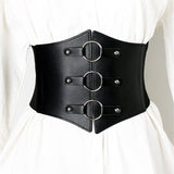 Women's Under Bust Waist Cincher Belts - Black - Round - Waist 60-80cm - PU Leather - image 2