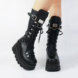 Women's New Gothic Style Platform Boots - Black - 1 - Patent - Boots - 10 B - PU Leather - image 22