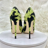 Women's High Animal Print Stilettos Flock - Green - 1 / 12cm / Stilettos - 42 B - PU Suede Leather - image 48