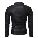 Men's Women's Slim PU Leather Jacket - Black - Jacket - 4XL - PU Leather - image 9