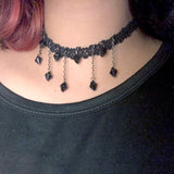 Women's Black Goth Choker Necklace - Black 1 - cn12x02 / Choker Necklace - Polyester/Lace/PU Leather - image 6