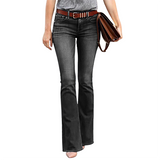 Women's Boyfriend Jeans Mid Waist - Black - Bootcut Jeans - XXL - Polyester Denim - image 14