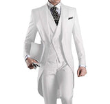 Men's Custom 3 Pcs Grooms Suit Tailcoat - White - 3 Piece Groomsmen Tuxedo Suit - 6XL - Polyester - image 11