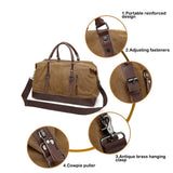 Travel Bags Canvas Leather Overnight Bag - Blue - Travel Bag - Canvas/Leather - image 15