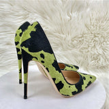 Women's High Animal Print Stilettos Flock - Green - 1 / 12cm / Stilettos - 42 B - PU Suede Leather - image 50