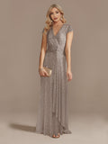 Women's Elegant Long Sequin Dress - Burgundy - Evening Dress - 22 - Polyester Sequin - image 25