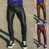 Men's Punk Casual Faux Leather Pants - Black - Pants - XXXXXL - PU Leather - image 9