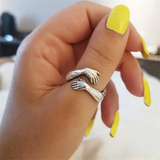 Unisex Adjustable Holding Hands Hug Ring - Gold 1 - Hug Ring - One Size - Zinc Alloy - image 27