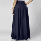 Women's Elegant Long Ruffled Skirt Pants - Grey - Skirt Pant - XXXL - Polyester - image 13