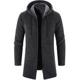 Men's Winter Warm Zip Up Hoodie Jacket - Light Grey - Hooded Jacket - 4XL 90-100kg - Polyester Cotton - image 29