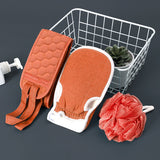 Loofah Sponge Bath Brush Set 3Pc - Blue - Back Exfoliating Belt / 3 Pcs Set - Medium - Sponge - image 3