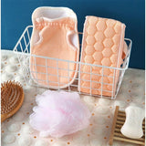 Loofah Sponge Bath Brush Set 3Pc - Blue - Back Exfoliating Belt / 3 Pcs Set - Medium - Sponge - image 15