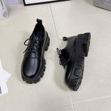 Women's Flat Gothic Punk Lace Up Shoes - Black - Patent Chunky Platform Shoes - 43 B - PU Leather - image 17
