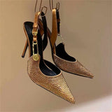 Women's Metallic Beaded High Slingbacks - Gold - 2 6129 / Slingbacks - 42 B - PU Leather - image 19