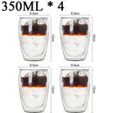 Glass Double Wall Borosilicate Mug Sets - Clear - 350ML 4PCS Coffee Cup Set - Borosilicate Glass - image 23