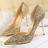 Women's Elegant Glitter Wedding Shoes - Black - Glitter Wedding Heels - 43 B - PU Leather - image 10