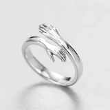 Unisex Adjustable Holding Hands Hug Ring - Gold 1 - Hug Ring - One Size - Zinc Alloy - image 6