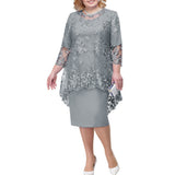 Women's Mother of The Bride Midi Dress - Gray - Dress - 8XL - Chiffon/Lace - image 1