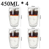 Glass Double Wall Borosilicate Mug Sets - Clear - 450ML 4PCS Coffee Cup Set - Borosilicate Glass - image 20