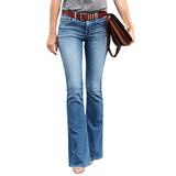 Women's Boyfriend Jeans Mid Waist - Blue - Light Blue / Bootcut Jeans - XXL - Polyester Denim - image 17
