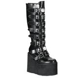 Funki Buys | Boots | Women's High Platform Wedg... - Black - 1 / Matte / Platform Buckle Boots / 43 B / PU Leather - image 33