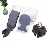 Loofah Sponge Bath Brush Set 3Pc - Grey - Back Exfoliating Belt / 3 Pcs Set - Medium - Sponge - image 22