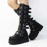 Women's Punk Buckle Strap Platform Boots - White - 1 - 2022 - Rippled Heel - 43 B - PU Leather - image 19
