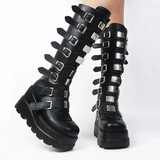 Women's Punk Buckle Strap Platform Boots - White - 1 - 2022 - Rippled Heel - 43 B - PU Leather - image 16