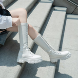 Funki Buys | Boots | Women's Knee-High Platform Lace Up Boot - White - Boots / 12 B / PU Leather - image 19