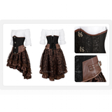 Women's Steampunk Top Corset Skirt Set - White - 1 / Steampunk / Shirt - 6XL - Polyester - image 42