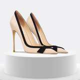 Women's Faux Leather Bow Knot Stilettos - Apricot - 1 / Suede / 12cm - 45 B - PU Leather - image 11