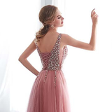 Women's Beaded  Evening Dress Tulle - Pink - Beaded Evening Dress - 22W - Polyester/Chiffon/Tulle - image 13