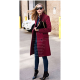 Women's Long Slim Wool Blend Coat - Red - Double Breasted Coat - 6XL - Wool Blend - image 18