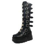 Women's Punk Buckle Strap Platform Boots - White - 1 - 2022 - Rippled Heel - 43 B - PU Leather - image 20