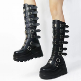 Women's Punk Buckle Strap Platform Boots - White - 1 - 2022 - Rippled Heel - 43 B - PU Leather - image 18