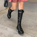 Women's White Knee High Lace Up Boots - White - Knee High Boots - 43 B - Pigskin Leather - image 25