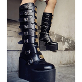 Funki Buys | Boots | Women's High Platform Wedg... - Black - 1 / Matte / Platform Buckle Boots / 43 B / PU Leather - image 16