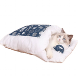 Cat Sleeping Bag Japanese Cat Bed - Blue/White - Cat Sleeping Bag - XL - Cotton - image 1