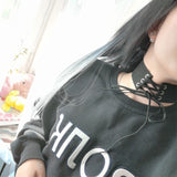 Women's Velvet Lace Up Goth Chokers - Black - Lace Up Choker Necklace - PU Leather - image 7