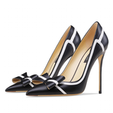 Women's Leather Butterfly-Knot Stilettos - Black - 1 / 10cm / Stiletto Shoes - 41 B - Genuine Leather - image 35
