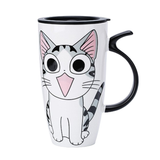 Large 20oz Ceramic Cat Mug + Spoon Lid - White - Pattern 1 / Cat Mug - 20oz - Porcelain - image 1