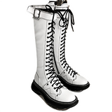 Women's White Knee High Lace Up Boots - White - Knee High Boots - 43 B - Pigskin Leather - image 1