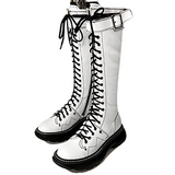 Women's White Knee High Lace Up Boots - White - Knee High Boots - 43 B - Pigskin Leather - image 3