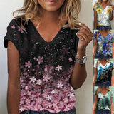 Women's Floral Print V-Neck Tunic Top 6XL - Blue - Floral Print Tunic Top - 6XL - Polyester/Chiffon - image 25