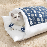 Cat Sleeping Bag Japanese Cat Bed - Blue/White - Cat Sleeping Bag - XL - Cotton - image 5