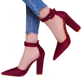 Women's High Block Heel Flock Party Shoe - Black - High Chunky Pumps - 13 B - PU Suede - image 1